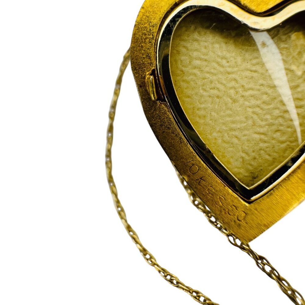 ANTIQUE- 14K Gold- Bohemian Garnet Heart Locket Necklace -17"-Victorian- 4.7g - Picture 6 of 16